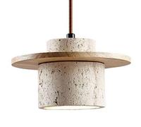 Minimalist Japanese Industrial Style Marble Pendant Light | E27 Base | Adjustable Hanging Chandelier for Living Room, Cafe, and Balcony Decoration(Wood Color)