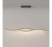 Minimalist LED Pendant Light Kitchen Island Chandelier, Linear Hanging Lighting Fixture 26W Ceiling Lamp, 3 Color Mode Chandeliers for Dining Table Bedroom Restaurant