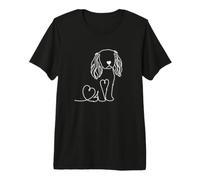 Minimalist Line Art Heart Cavalier King Charles Spaniel Dog Maglietta Premium