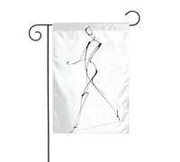 Minimalist Line Art Sketch Walking Figura Umana Bandiera Giardino 30x45cm Verticale Doppio Lato Fattoria Vacanze Decorazioni Esterne Bandiera Cortile