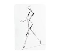 Minimalist Line Art Sketch Walking Figura Umana Segni in Metallo Tin Wall Art Decor Per Bagno Toilette Fattoria Bagno Bagno Fattoria Bagno Cortile 20x30 Cm