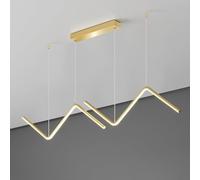 Minimalist Long Strip LED Pendant Light Black Wave Linear Chandelier for Dining Room 26W Large Gold Ceiling Hanging Fixture Kitchen Island Foyer Office Restaurant Bar
