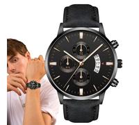 Minimalist Men's Watch, Casual Sport Wrist Watch, 9.25 Inches Waterproof Timepiece with Adjustable Leather Band, Classic Everyday Wristwatch for Work, Travel, Dating and Business Use
