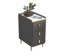 Minimalist Mid Century Modern Night stand with Drawer Slim Microfiber Leather Bedside Table Tall End Table with Metal Legs for Small Spaces Dark Gray