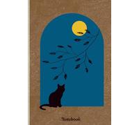 Minimalist Moonlight Cat Notebook - Cottage-Core Cat on Night Sky 6×9″ Lined Journal | Nature & Moon Aesthetic Gift for Cat Lovers