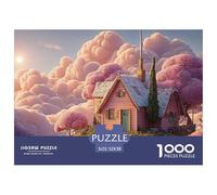 Minimalist Pink House on The Clouds 1000 Pezzi Cartoncino Premium Puzzle Cloud-top Fairy Cottage Antistress Gioco Creativo Puzzle Per Adulti E Bambini 52x38cm/1000pcs