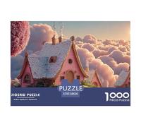 Minimalist Pink House on The Clouds 1000 Pezzi Cartoncino Premium Puzzle Cloud-top Fairy Cottage Antistress Gioco Per Famiglie Puzzle Per Adulti E Bambini 38x26cm/1000pcs