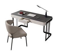 Minimalist Rock Board Desk Study Room Book Desk Bedroom Home Black And White Gray Rock Board Silent Rail Frosted Paint Panel with Drawer Storage 160cm (120cm)