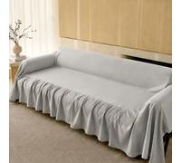 Minimalist Solid Colour Sofa Cover, Elegant Hem Chenille Sofa Slipcovers | Universal Living Room Furniture Protector, Super Soft Couch Cover, Fits Sofa Chair Couch(Light Grey,180x230cm)