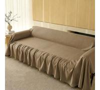 Minimalist Solid Colour Sofa Cover, Elegant Hem Chenille Sofa Slipcovers | Universal Living Room Furniture Protector, Super Soft Couch Cover, Fits Sofa Chair Couch(Light Coffee,180x460cm)