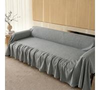 Minimalist Solid Colour Sofa Cover, Elegant Hem Chenille Sofa Slipcovers | Universal Living Room Furniture Protector, Super Soft Couch Cover, Fits Sofa Chair Couch(Dark Grey,180x300cm)