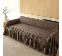 Minimalist Solid Colour Sofa Cover, Elegant Hem Chenille Sofa Slipcovers | Universal Living Room Furniture Protector, Super Soft Couch Cover, Fits Sofa Chair Couch(Dark Coffee,180x300cm)
