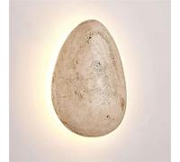 Minimalist Travertine Wall Sconce, Modern Organic Pebble LED Wall Light, Natural Stone Backlit Accent Lamp for Bedroom, Living Room, Hallway, Contemporary Home Decor