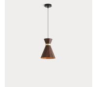 Minimalist Walnut Coloured Iron Light Water Transfer Walnut Grain Dining Table Chandeliers7.87In Dimmable Single Head Hanginglamp Bedside Desk Decor Lighting Fixture/Walnut Grain