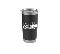Minimalist White Salmon Fishing Logo Graphic Bicchiere termico in acciaio inox doppia parete