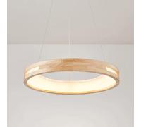 Minimalist Wooden Ring Pendant Light Wood Drop Ceiling Lamp Hanging Chandelier Over Table for Dining Living Room, Kitchen Island, Bedroom(A)