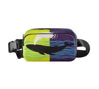 Minimalista Balena Silhouette Giallo Viola Alla Moda Cross Body Bag Belt Pack per donna d'affari Grande Capacità con Cinghia Regolabile per Shopping Sport Lavoro cintura para mujer