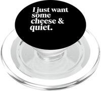 Minimalista Bianco Serif I Just Want Some Chesse And Quiet PopSockets PopGrip per MagSafe