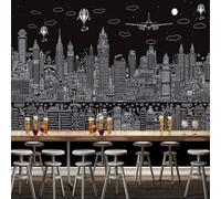 Minimalista Disegnato A Mano Bianco E Nero Architettura Mongolfiera 3D Carta Da Parati Facile Installare Mobili Sfondi Ufficio Divano Camera Letto Sfondo Decorazione Murale-250cm×170cm