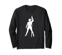 Minimalista Maschio Silhouette Pole Dance Art Maglia a Manica