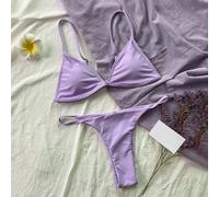 minimalista Set Reggiseno bikini triangolo & Perizoma 2 pezzi Costume da bagno L,M,S,XL,XSColore unicoTessuto