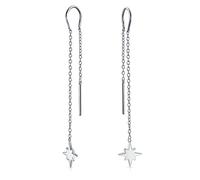 Minimalista Trendy Petite Celestial Astrology Polaris Shinning North Star Lunga Catena Threader Orecchini Per Le Donne Per L'Adolescenza .925 Sterling Silver U Stabilizer Hook