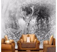 Minimalista Tridimensionale Bianco E Nero Cervo Sika Foresta 3D Carta Da Parati Facile Installare Mobili Sfondi Ufficio Divano Camera Letto Sfondo Decorazione Murale-400cm×280cm