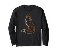 Minimalista Volpe Colorata Una Linea Art Maglia a Manica