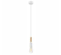 Minimalistische Pendelleuchte Bianco Con Legno E27 Stretto Soggiorno da Pranzo