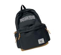 Minimalists - Zaino vintage giapponese per studenti delle scuole superiori con tasche multiple, Nero, Bohemian