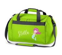 minimutz Borsa sportiva da nuoto per bambini, personalizzabile con nome, borsa da nuoto a forma di sirena, per ragazze e ragazzi, verde, ca. 54 x 28 x 26 cm
