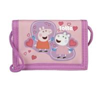 minimutz Portafoglio Peppa Pig Bambina - Personalizzato con nome - Portafoglio da appendere per bambini, Cuori rosa., Classico
