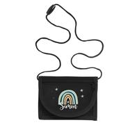 minimutz Portafoglio per bambini personalizzato, borsa per bambini con nome, borsa sul petto arcobaleno stelle ragazza (nero)