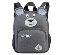 minimutz Zaino per asilo con animali e ragazze, personalizzabile con nome, zaino per bambini con tasca anteriore, Orso (Grigio), 21 x 24 x 13 cm