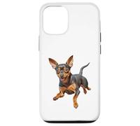 Minin pin miniatura pinscher minpin cucciolo cane felice sinistra faccia Custodia per iPhone 12/12 Pro