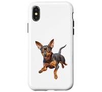 Minin pin miniatura pinscher minpin cucciolo cane felice sinistra faccia Custodia per iPhone X/XS
