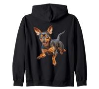 Minin Pin Miniatura Pinscher minpin Cucciolo Cane Felice Sinistra Faccia Felpa con Cappuccio