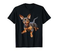 Minin Pin Miniatura Pinscher minpin Cucciolo Cane Felice Sinistra Faccia Maglietta