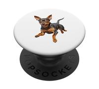 Minin pin miniatura pinscher minpin cucciolo cane felice sinistra faccia PopSockets PopGrip Adesivo