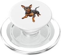 Minin pin miniatura pinscher minpin cucciolo cane felice sinistra faccia PopSockets PopGrip per MagSafe