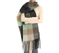 MININAI Sciarpe invernali spesse da donna per il freddo caldo lavorato a maglia spessa sciarpa scozzese lunga grande oversize sciarpe a quadri, nero, taglia unica