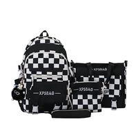 MININAI Y2k Set zaino a scacchi con ciondolo carino alla moda giapponese college preppy zaino accessori estetici, nero, Taglia unica, Zaino, semplice
