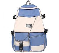 MININAI Zaino estetico unisex con ciondolo carino Y2k Preppy Cool borsa coreana Alt Emo giapponese Harajuku Daypack 15,6 pollici Laptop, Blu, Taglia unica, Zaini Daypack