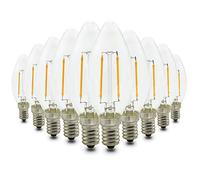 Mininono E14 2W LED Filament Bulbs, C35 2700K Warm White Dimmable Vintage Edison Small Screw LED Flame Light Bulb Clear Glass Bar Coffee Decorative Lamp Fixtures 60W Incandescent Equivalent - 10 Pack