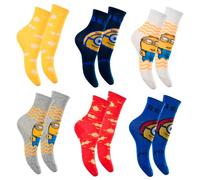 MINIONS Calzini per Ragazzi, Calze Cotone Set di 6 Calzini Classici, Taglie EU 23 a 34 (IT, Numero, 31, 34, Regular, Multicolore)