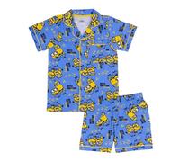Minions, Cattivissimo Me/Despicable Me, 100% Cotone con Bottoni Pigiama a Maniche Corte, Blue, 7-8 Anni: 128cm, Blu