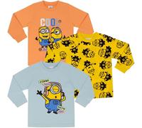 MINIONS Confezione da tre magliette a maniche lunghe in 100% cotone pettinato di Cattivissimo Me, Multicolore, 3-4 Anni