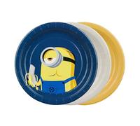 Minions - Piatti di carta, 18 cm, set da 6 pezzi, piatti usa e getta, senza plastica, per compleanno dei bambini, decorazione per feste, minionparty, colore giallo, blu e bianco