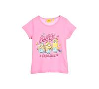 MINIONS T-Shirt per Ragazze, Design 'Fluffy & Fabulous' T-Shirt a Maniche Corte in Morbido Cotone per Bambine, Taglie 4 ai 10 Anni (IT, età, 8 Anni, Regular, Rosa)