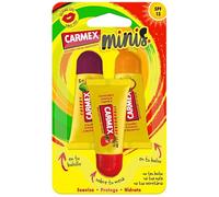 Carmex Balsamo labbra SPF 15, Triplo Minis (ciliegia, ananas e fragola) 5gx3. Idratano, proteggono, riparano, leniscono e ammorbidiscono le labbra.